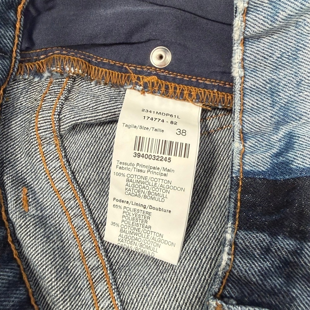 MSGM Blue Two Tone Straight Leg Jeans Womens 38 Frayed Hem - Picture 8 of 11